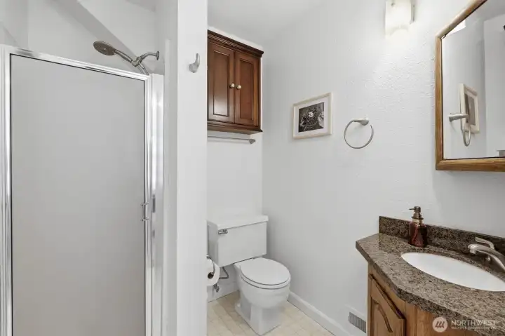 3/4 bath downstairs.