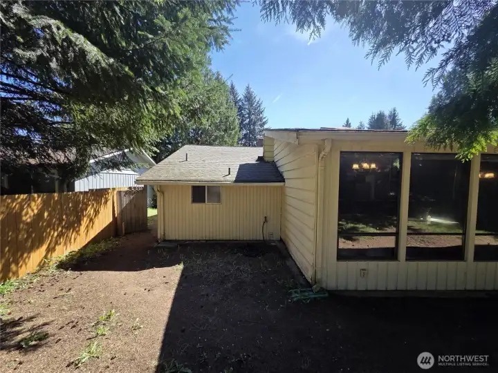 More exterior with a handy hose bib.