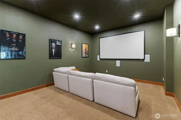 Theater room downstairs, perfect for hosting Game Day celebrations or movie nights