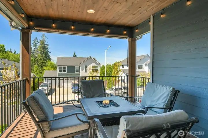 Nice, covered, west facing porch off the dining room is perfect for dining al fresco and watching beautiful sunsets.