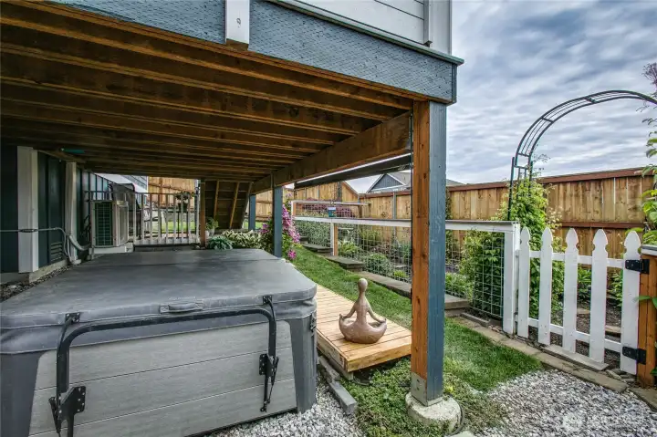Covered hot tub space + storage