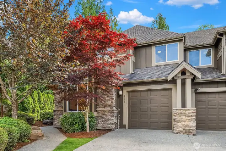 Garage + sidewalk to the front door