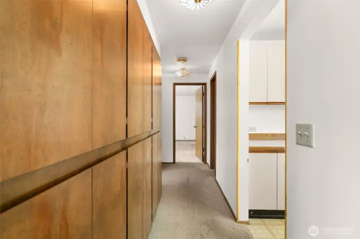 Main Hallway with built-ins. Main Hallway with built-ins.