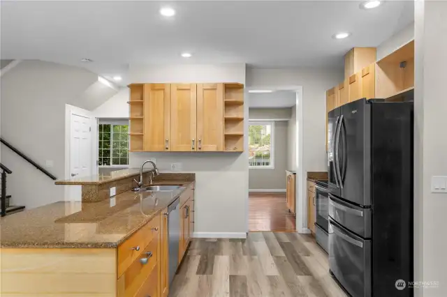 Another view of part of the kitchen. There's more storage space behind this photo as well as an eating nook.