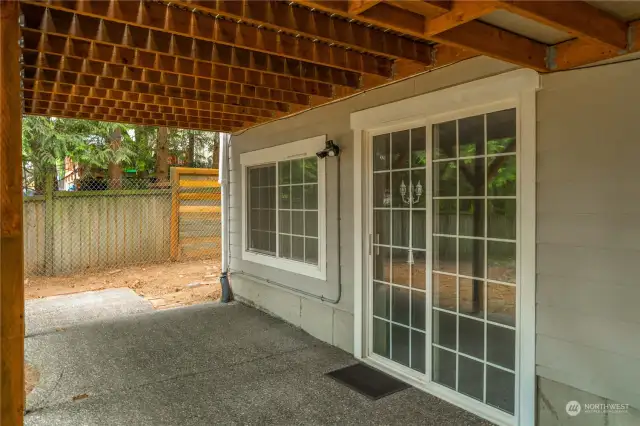 Patio accessed from the downstairs bonus room.