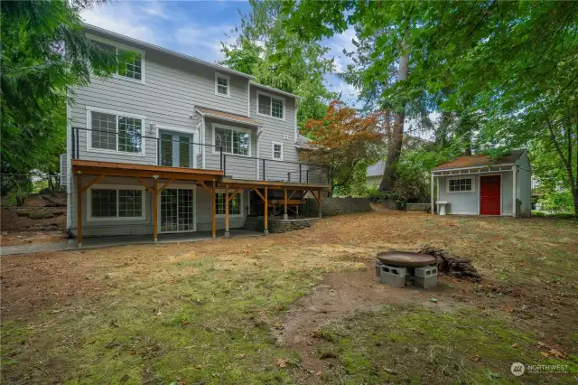 Another view of the backyard and storage shed. So much room here!