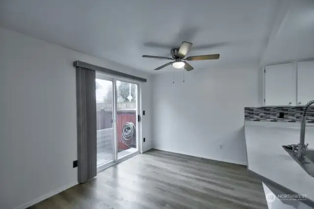 Sliding glass door to backyard patio