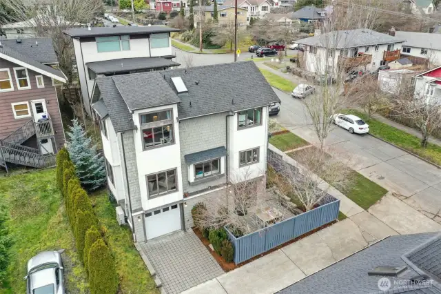 East side. Delightful private patio, full-sized garage easy to enter.