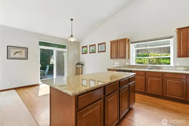 Granite countertops and island