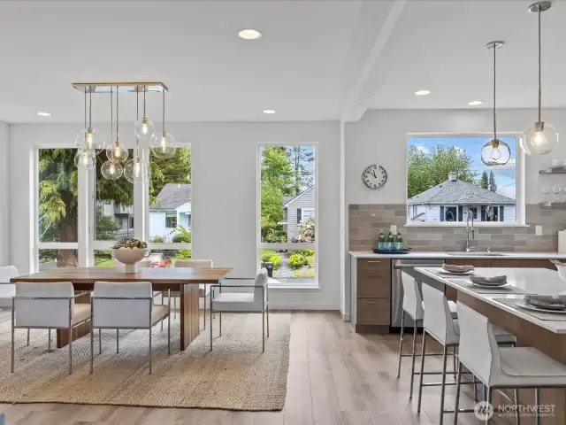 So light filled with near floor to ceiling windows