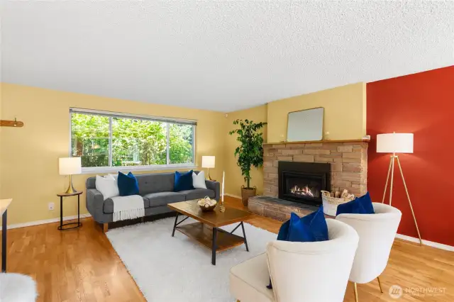 Enjoy the gas-powered fireplace on a cool night.