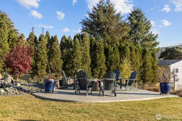 Large backyard with two fountains