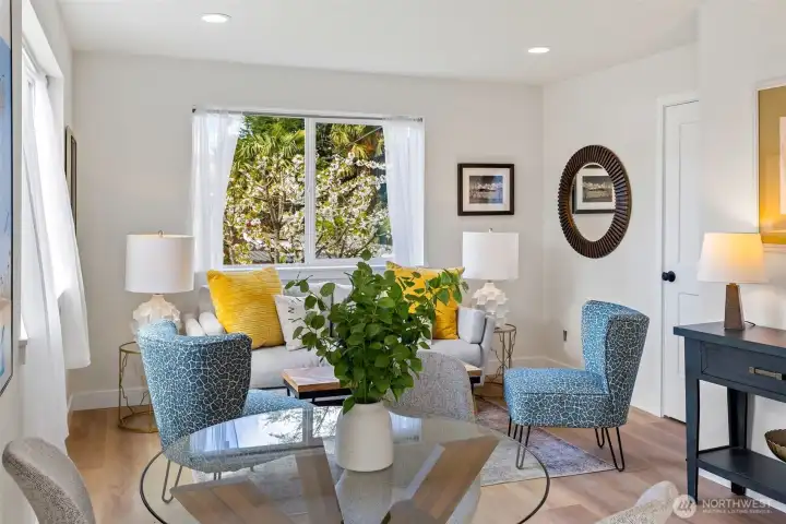 Living room has tons of natural light thru the SW windows.
