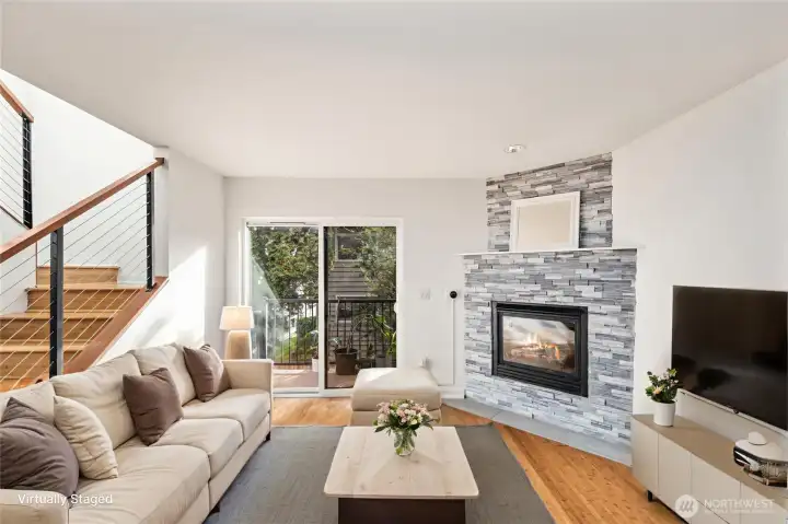 Main floor living area staged.