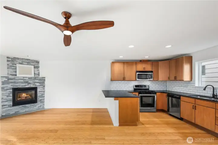 Spacious Kitchen, Living and Dining.