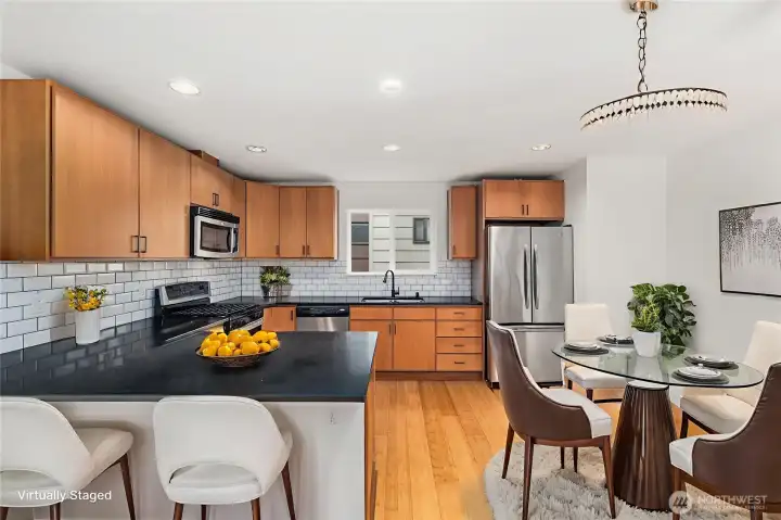 Kitchen and Dining room virtually staged