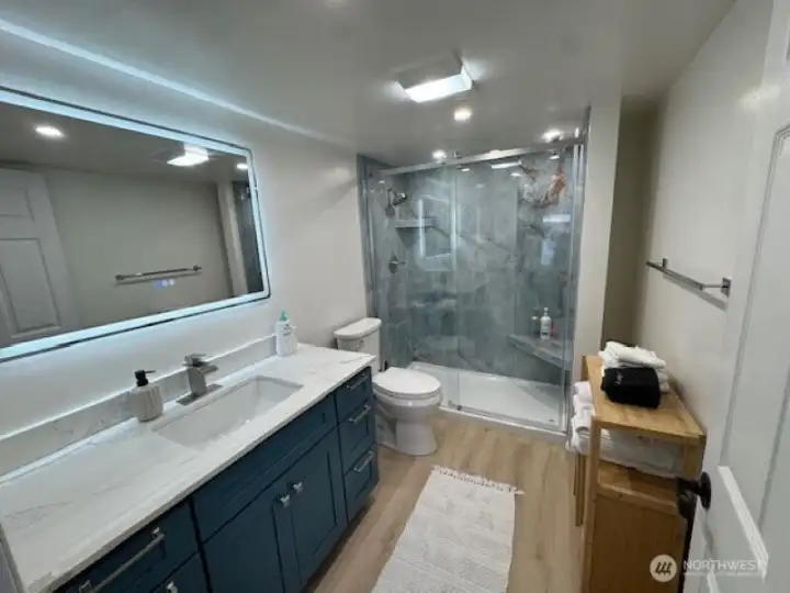 Lower level 3/4 bath off primary.