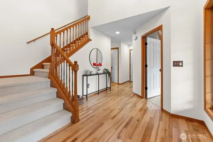 Beautiful newly refinished Hickory hardwoods.