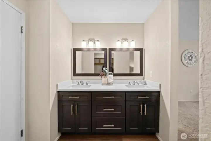 NEW vanity and quartz countertops.