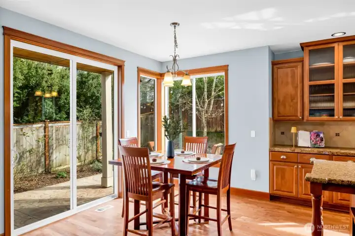 Light filled eating space is just next to the kitchen