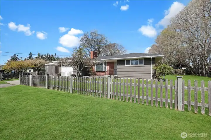 Front and side yard of home