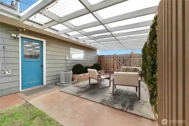 Covered Patio area staged