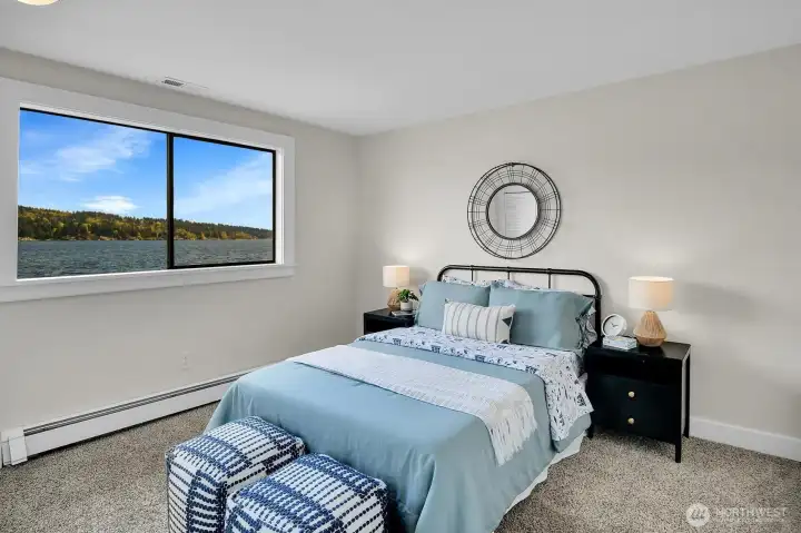 The second bedroom also offers a water view.