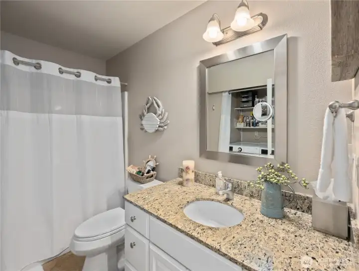 Guest bathroom with tub and shower