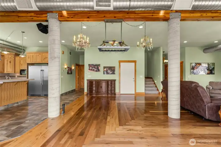 Take the stairs to the 2nd floor which houses the primary suite, or take the elevator....