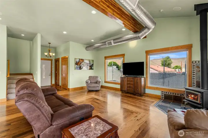 Again, the view from the living room with the white door being the front main entrance.