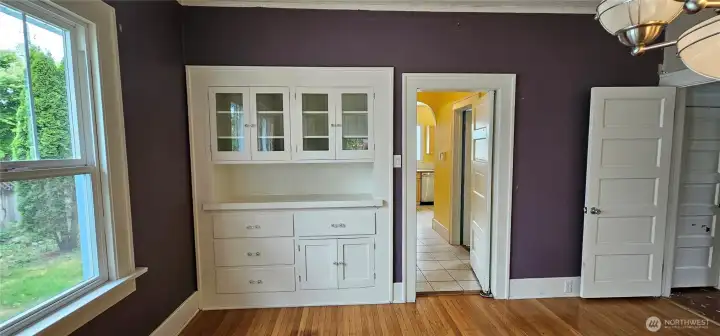 Built-in hutch in dining room