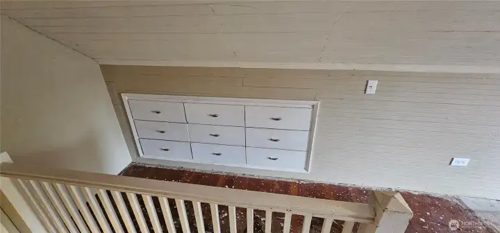 built-in dresser drawers.