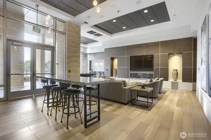 Clubhouse featuring open kitchen