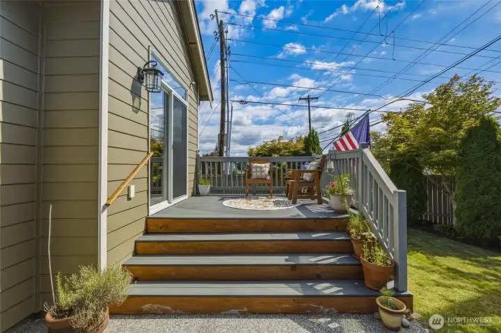 Relax on the deck while watching the Snohomish skydivers.