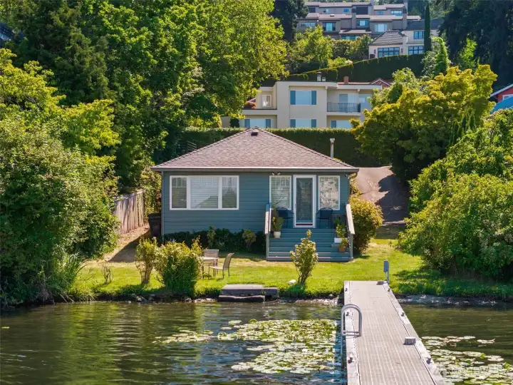 50 feet of waterfront anchored by a stunning 150-foot dock with deep-water moorage 50 feet of waterfront anchored by a stunning 150-foot dock with deep-water moorage