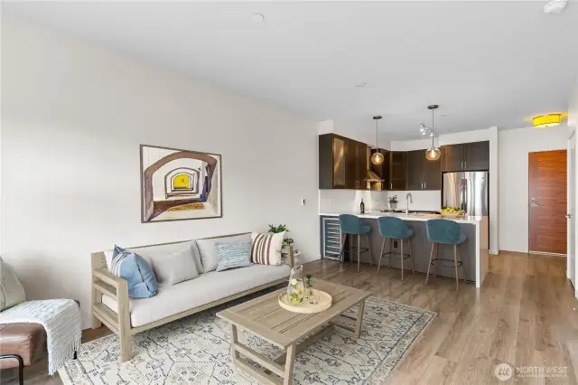 Living area has vinyl plank floors