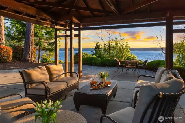 Sunset gazebo just above the water.  Movie Night?
