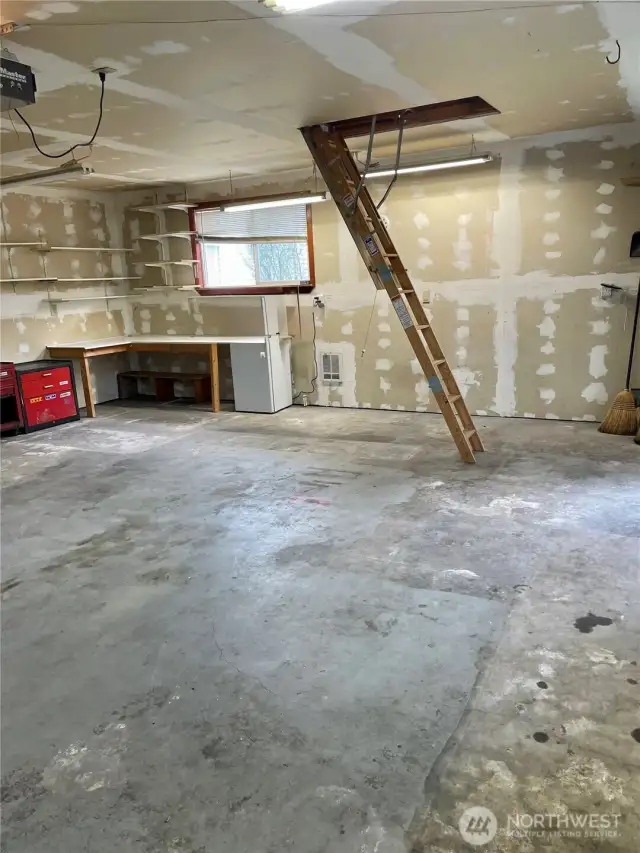 Attic storage above garage