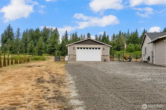 The adu has its own 3 bedroom septic and shares a well with the main house. The yard is also fully fenced, boasts a trex-type deck, a/c and much more.