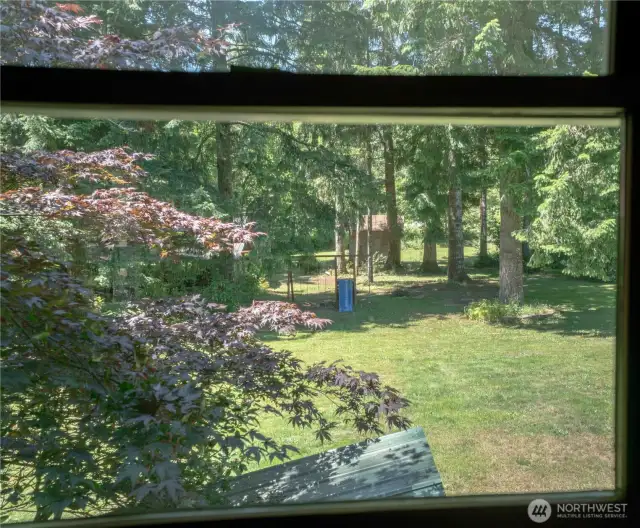 View from the kitchen window to playground below.
