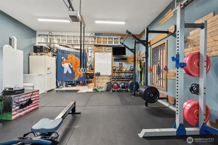 Extra space garage for gym our work shop