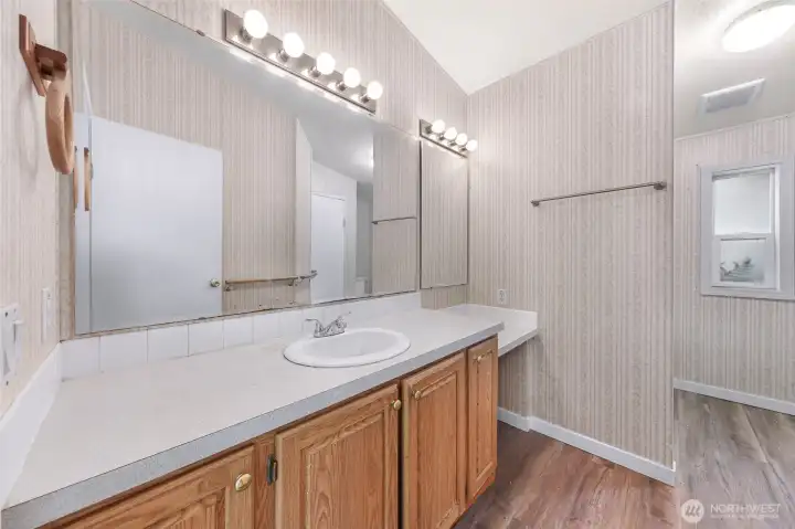 Well lit master bath