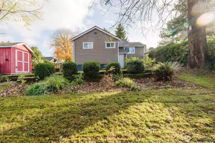 View of house from bottom of backyard.