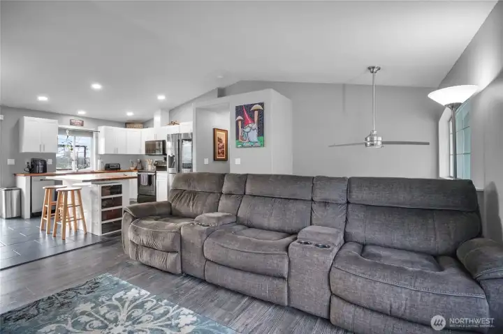 Ample-sized living room is a wonderful gathering space.