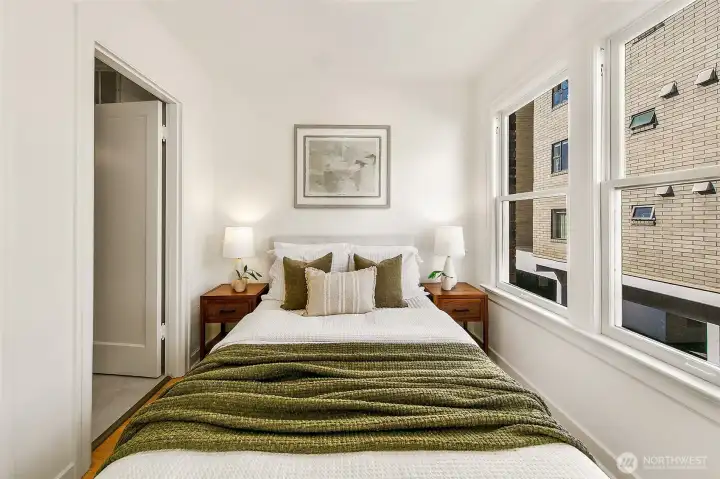 Bedroom; not a huge space but good to have a separate room in this price point. Alternatively, the bed could be elsewhere and this could be a study or large closet.