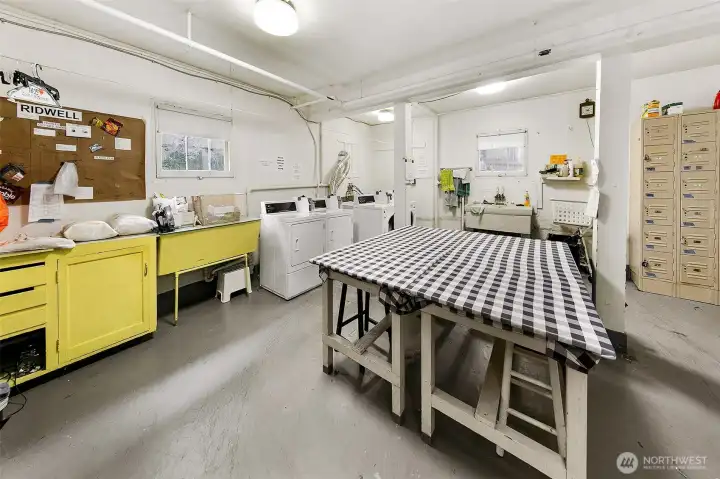 Nice laundry room saves space in the unit and lets you do it all at once.