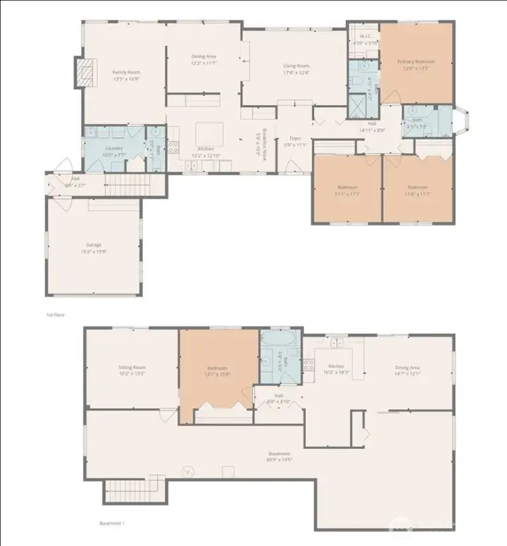 Floor plan including both levels.