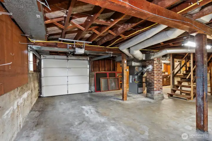 Single car garage basement.
