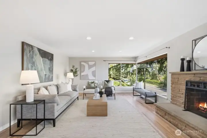 Original hardwood floors and wood burning fireplace