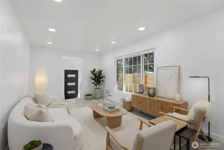 Living room virtually staged to illustrate potential furniture placement.